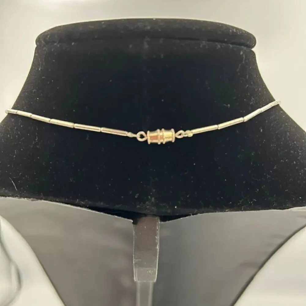 Beaded Dream Catcher Choker Necklace Silver Tone W/Hematite Beads 8-1/2" Drop - Picture 8 of 8